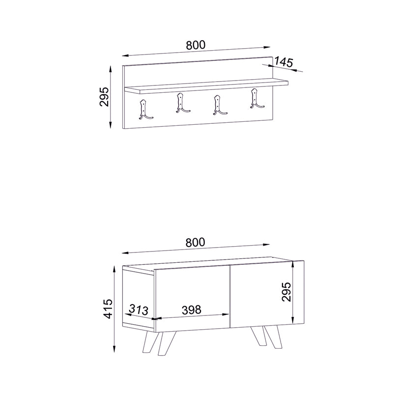 Έπιπλο εισόδου Lores Megapap από μελαμίνη χρώμα λευκό - καρυδί 80x31,3x41,5εκ. - Hippiehome.gr