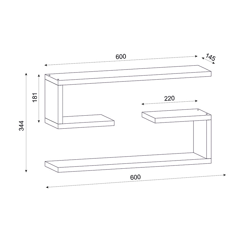 Ραφιέρα τοίχου Jenika Megapap 2 τεμαχίων από μελαμίνη χρώμα λευκό 60x14,5x18εκ. - Hippiehome.gr