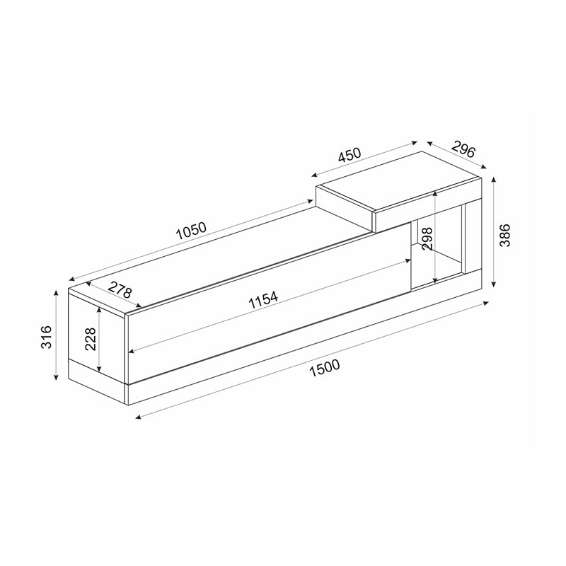Έπιπλο τηλεόρασης επιτοίχιο Volare Megapap από μελαμίνη χρώμα λευκό 150x29,6x38,6εκ. - Hippiehome.gr