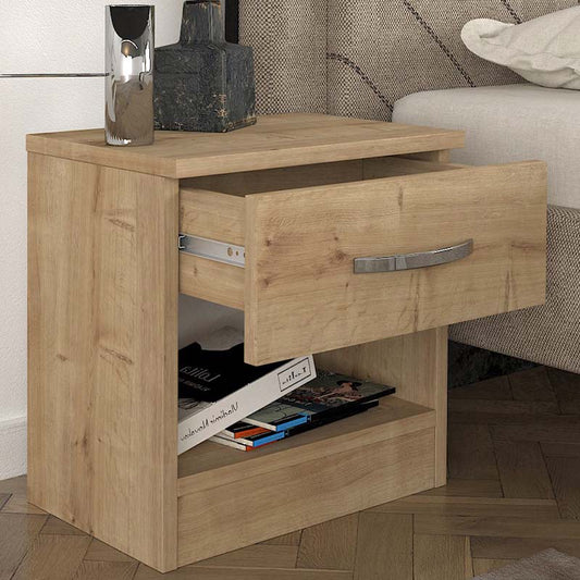 Κομοδίνο μελαμίνης Lube Megapap χρώμα sapphire oak 40x28,2x40εκ. - Hippiehome.gr