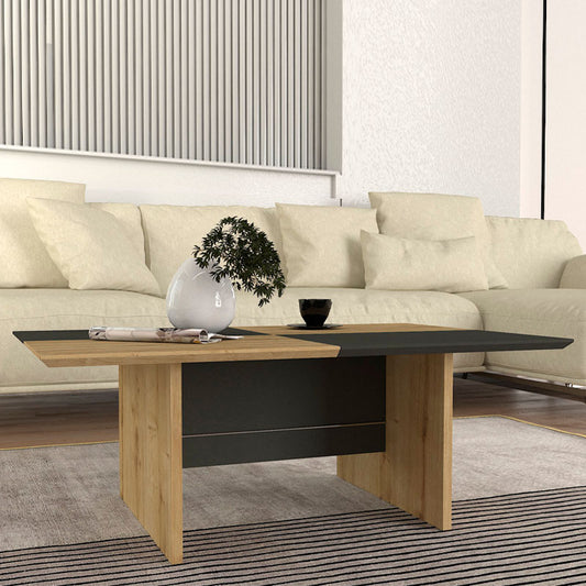 Τραπεζάκι σαλονιού Venita Megapap χρώμα sapphire oak - ανθρακί 90x60x33,8εκ. - Hippiehome.gr