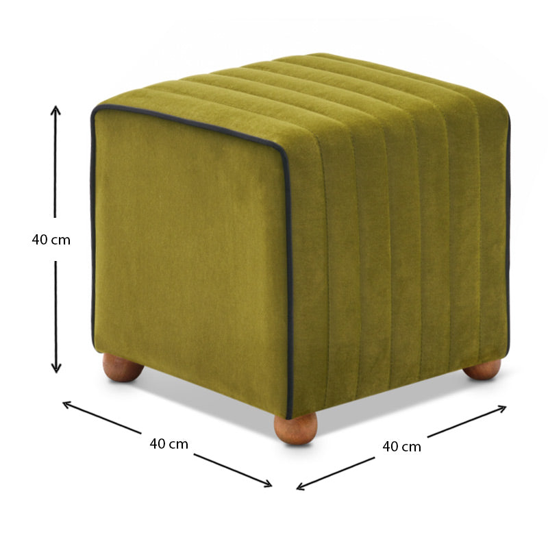 Σκαμπώ Mona Megapap βελούδινο χρώμα πράσινο 40x40x40εκ. - Hippiehome.gr