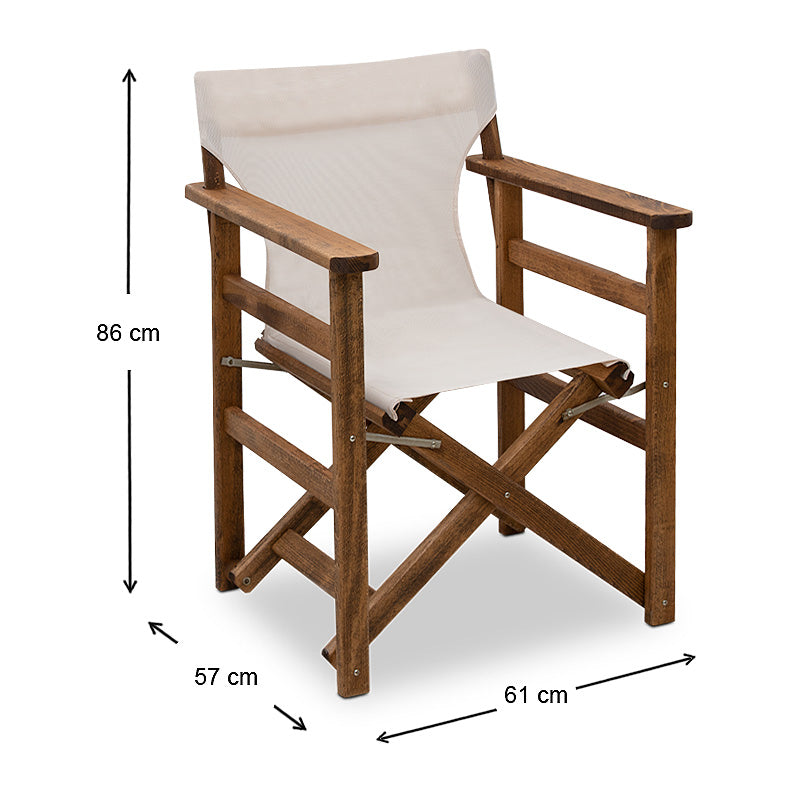 Πολυθρόνα σκηνοθέτη Queen Megapap ξύλινη μασίφ οξιά χρώμα καρυδί εμποτισμού με διάτρητο εκρού πανί 61x57x86εκ. - Hippiehome.gr