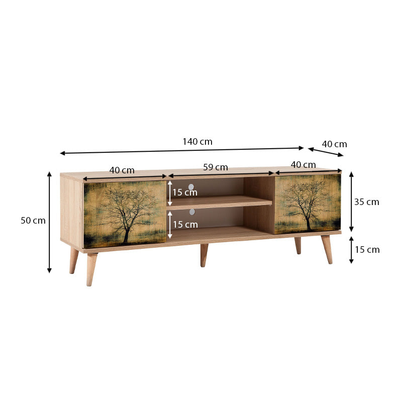 Έπιπλο τηλεόρασης Soho Megapap από μελαμίνη χρώμα sonoma 140x40x50 εκ. - Hippiehome.gr