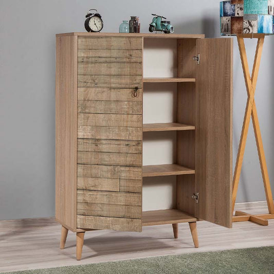 Παπουτσοθήκη - ντουλάπι Soho Megapap από μελαμίνη χρώμα sonoma 80x36x127εκ. - Hippiehome.gr