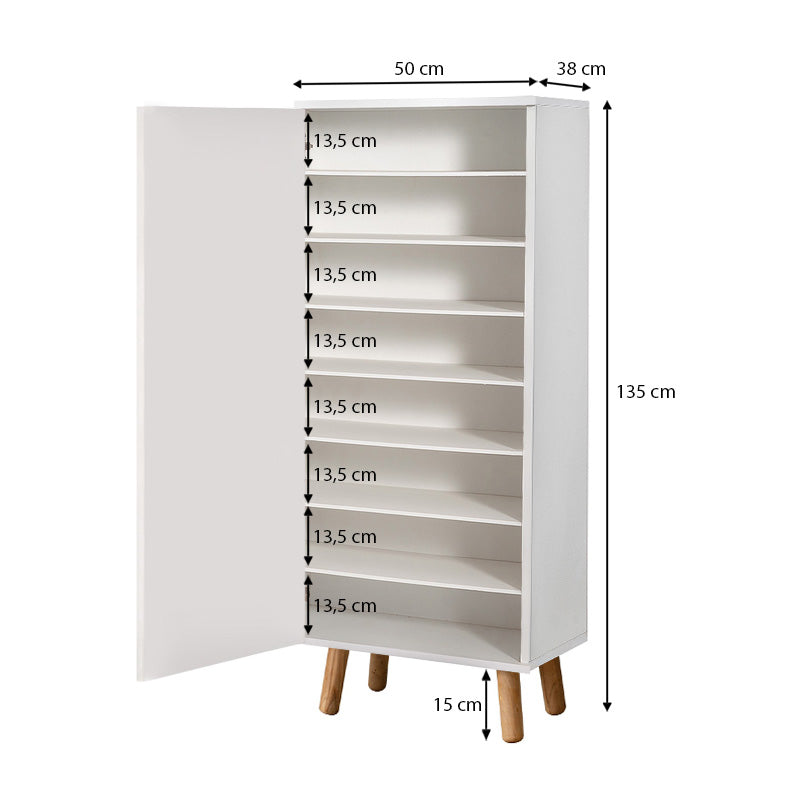 Ντουλάπι κουζίνας/μπάνιου - Παπουτσοθήκη Assiri Megapap από μελαμίνη χρώμα λευκό 50x38x135εκ. - Hippiehome.gr