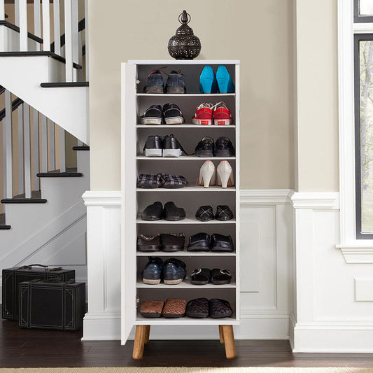 Ντουλάπι κουζίνας/μπάνιου - Παπουτσοθήκη Assiri Megapap από μελαμίνη χρώμα λευκό 50x38x135εκ. - Hippiehome.gr