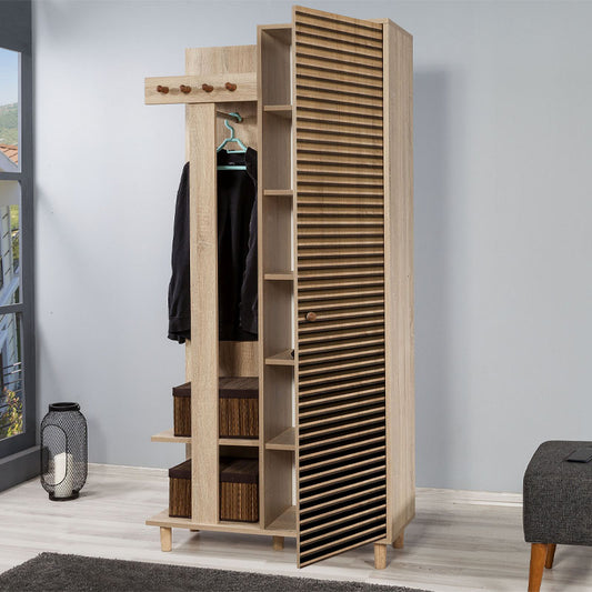 Έπιπλο εισόδου Soho Megapap από μελαμίνη χρώμα sonoma 90x36x194εκ. - Hippiehome.gr