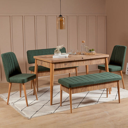 Καναπές διθέσιος - Παγκάκι Alden Megapap από μελαμίνη - ύφασμα χρώμα πράσινο 110x40x85εκ. - Hippiehome.gr