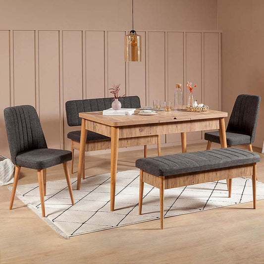 Καναπές διθέσιος - Παγκάκι Alden Megapap από μελαμίνη - ύφασμα χρώμα ανθρακί 110x40x85εκ. - Hippiehome.gr