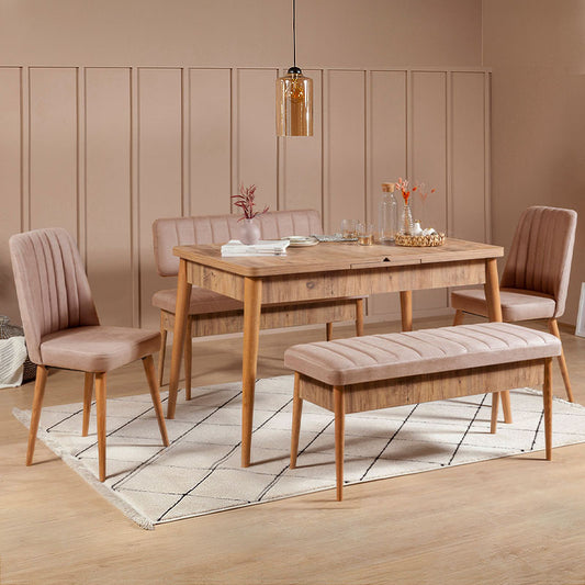 Καναπές διθέσιος - Παγκάκι Alden Megapap από μελαμίνη - βελούδο χρώμα μπεζ 110x40x85εκ. - Hippiehome.gr