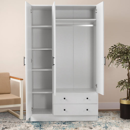Ντουλάπα ρούχων Jenna Megapap τρίφυλλη χρώμα λευκό 105x50x182εκ. - Hippiehome.gr
