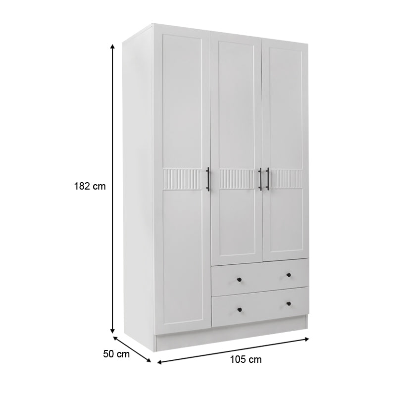 Ντουλάπα ρούχων Jenna Megapap τρίφυλλη χρώμα λευκό 105x50x182εκ. - Hippiehome.gr