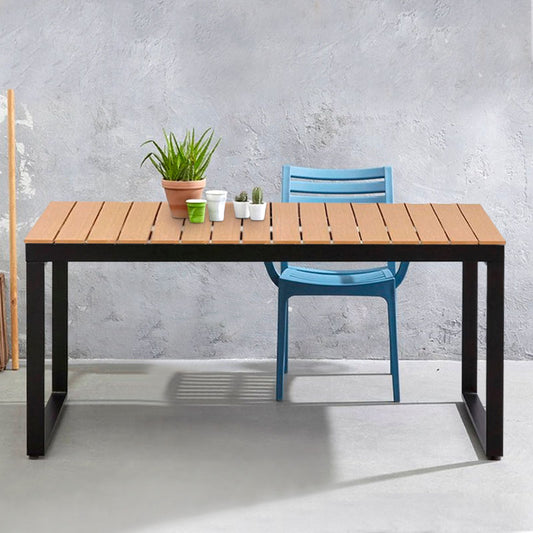 Τραπέζι κήπου Poseidon Megapap μέταλλο - ξύλο χρώμα μαύρο - καρυδί 180x92x75εκ. - Hippiehome.gr