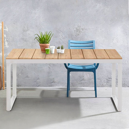 Τραπέζι κήπου Poseidon Megapap μέταλλο - ξύλο χρώμα λευκό - φυσικό 180x92x75εκ. - Hippiehome.gr