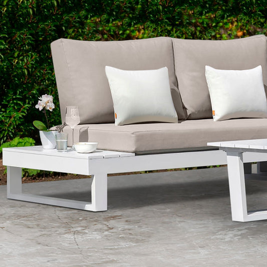 Σαλόνι κήπου γωνιακό Lyra Megapap σετ 3 τμχ μέταλλο - ξύλο χρώμα λευκό - Hippiehome.gr