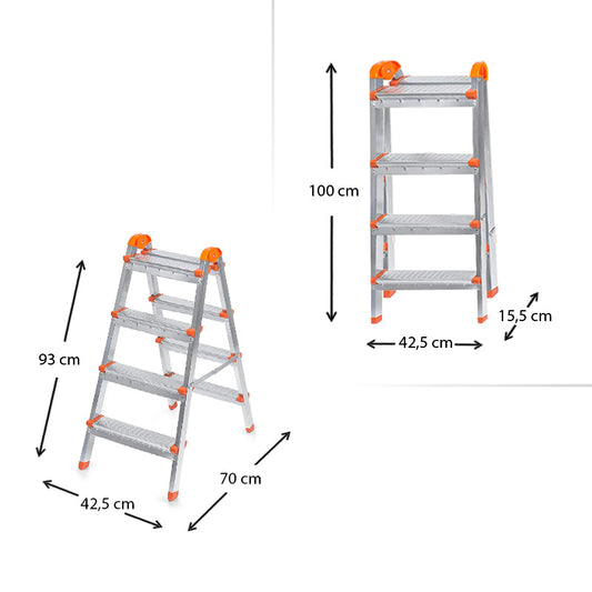 Σκάλα Double Step Perilla μεταλλική 4+4 σκαλοπάτια 93εκ. - Hippiehome.gr