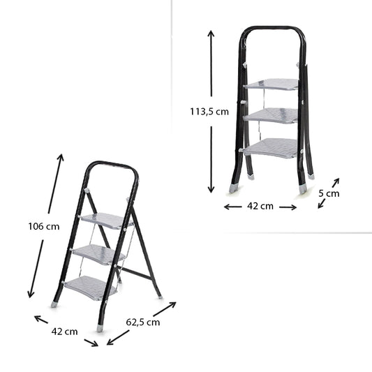 Σκαλοσκαμπό Class Perilla μεταλλικό 3 σκαλιών 69εκ. - Hippiehome.gr