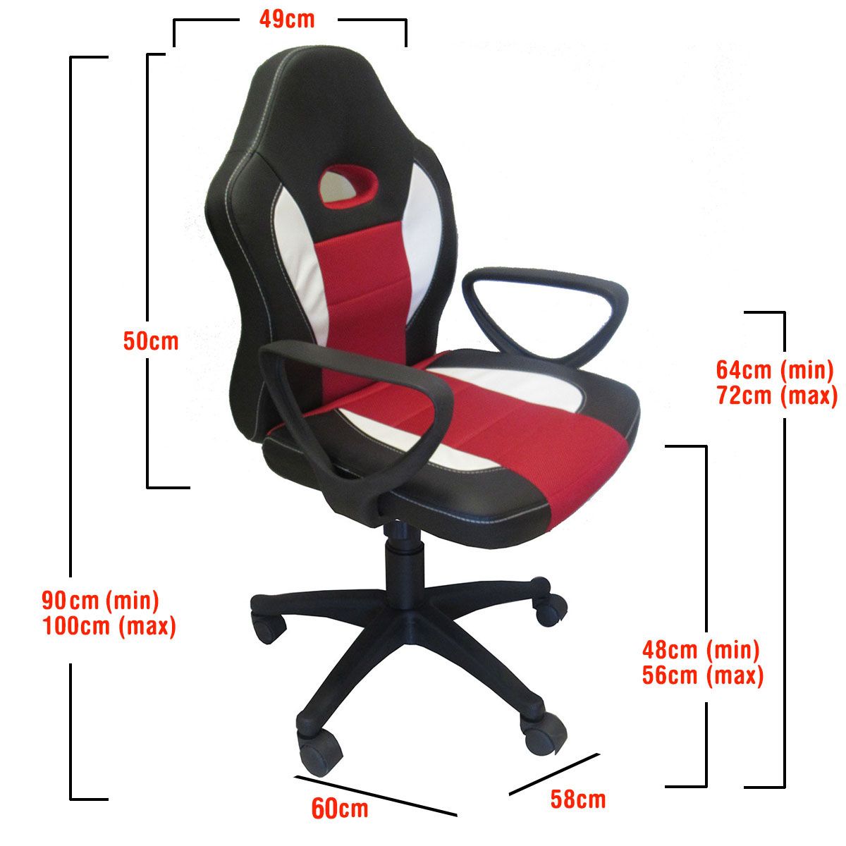 Καρέκλα Γραφείου ΔΩPOΘEA Μαύρο/Κόκκινο 58x60x90-100cm - Hippiehome.gr