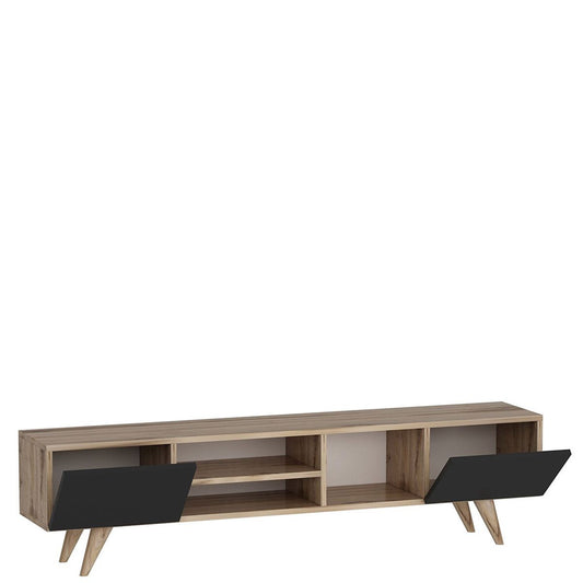 Έπιπλο Τηλεόρασης SKOPELOS Καρυδιά/Μαύρο 160x30x40cm - Hippiehome.gr