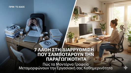 7 Λάθη στη Διαρρύθμιση που Σαμποτάρουν την Παραγωγικότητα: Πώς τα Μοντέρνα Γραφεία Μεταμορφώνουν την Εργασιακή σας Καθημερινότητα