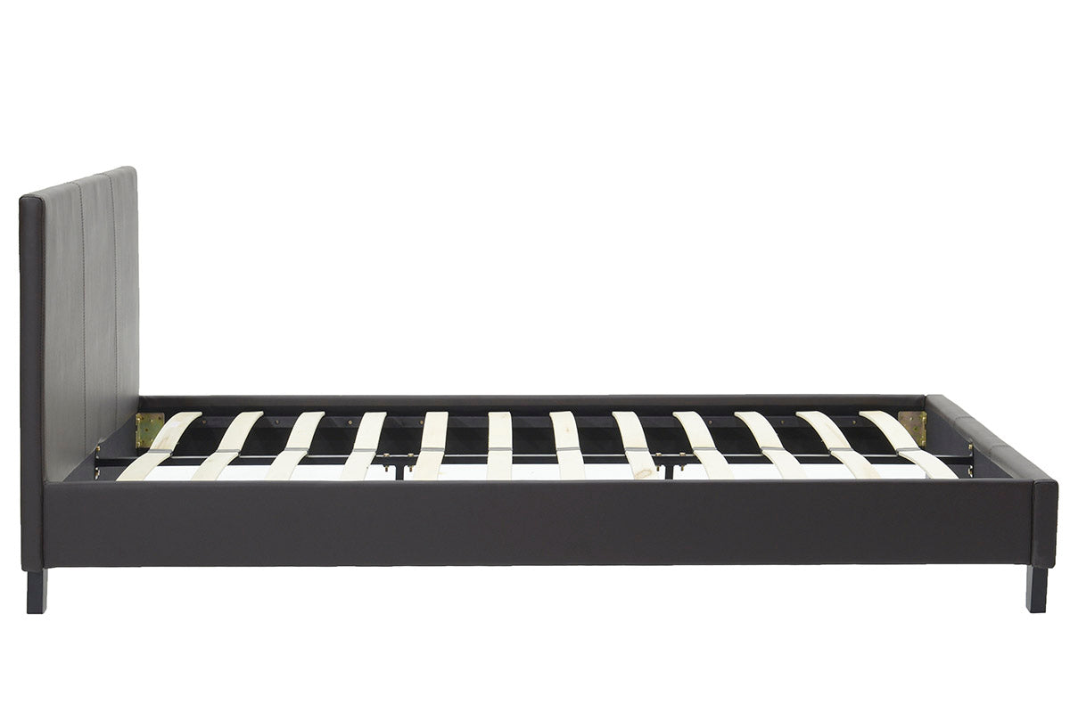 Κρεβάτι Nevil pakoworld διπλό 150x200 PU σκούρο καφέ ματ - Hippiehome.gr