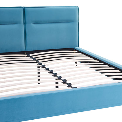 Κρεβάτι Ikina pakoworld βελούδο σε πετρόλ απόχρωση 160x200εκ - Hippiehome.gr