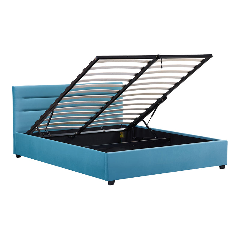 Κρεβάτι Molito pakoworld βελούδο σε πετρόλ απόχρωση με αποθηκευτικό χώρο160x200εκ - Hippiehome.gr