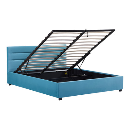 Κρεβάτι Molito pakoworld βελούδο σε πετρόλ απόχρωση με αποθηκευτικό χώρο160x200εκ - Hippiehome.gr