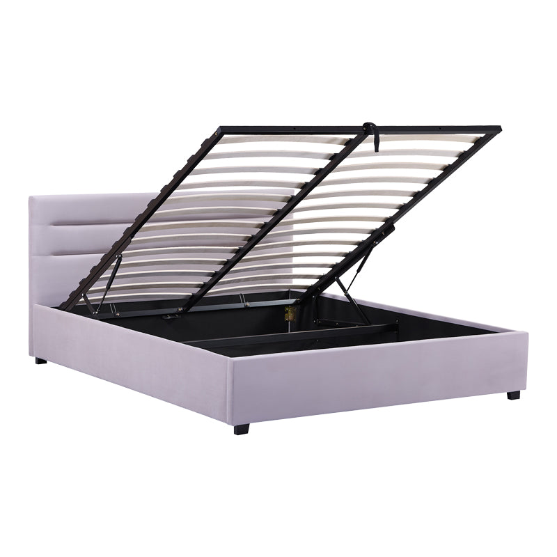 Κρεβάτι Molito pakoworld βελούδο σε γκρι απόχρωση με αποθηκευτικό χώρο160x200εκ - Hippiehome.gr