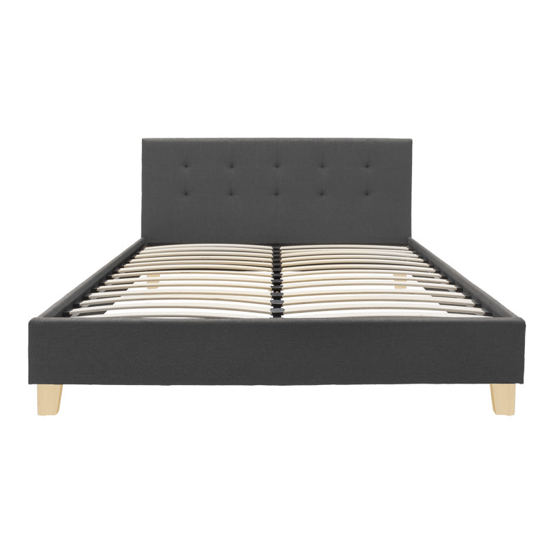 Κρεβάτι Mago pakoworld ύφασμα σε ανθρακί απόχρωση με ξύλινο πόδι 160x200εκ - Hippiehome.gr