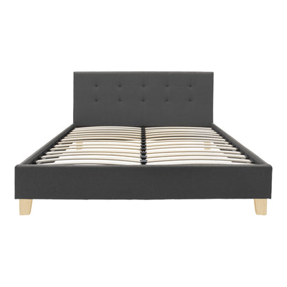 Κρεβάτι Mago pakoworld ύφασμα σε ανθρακί απόχρωση με ξύλινο πόδι 160x200εκ - Hippiehome.gr