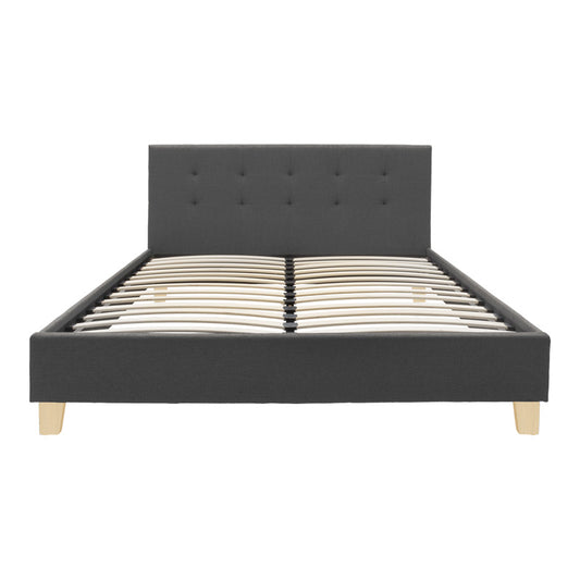 Κρεβάτι Mago pakoworld ύφασμα σε ανθρακί απόχρωση με ξύλινο πόδι 160x200εκ - Hippiehome.gr