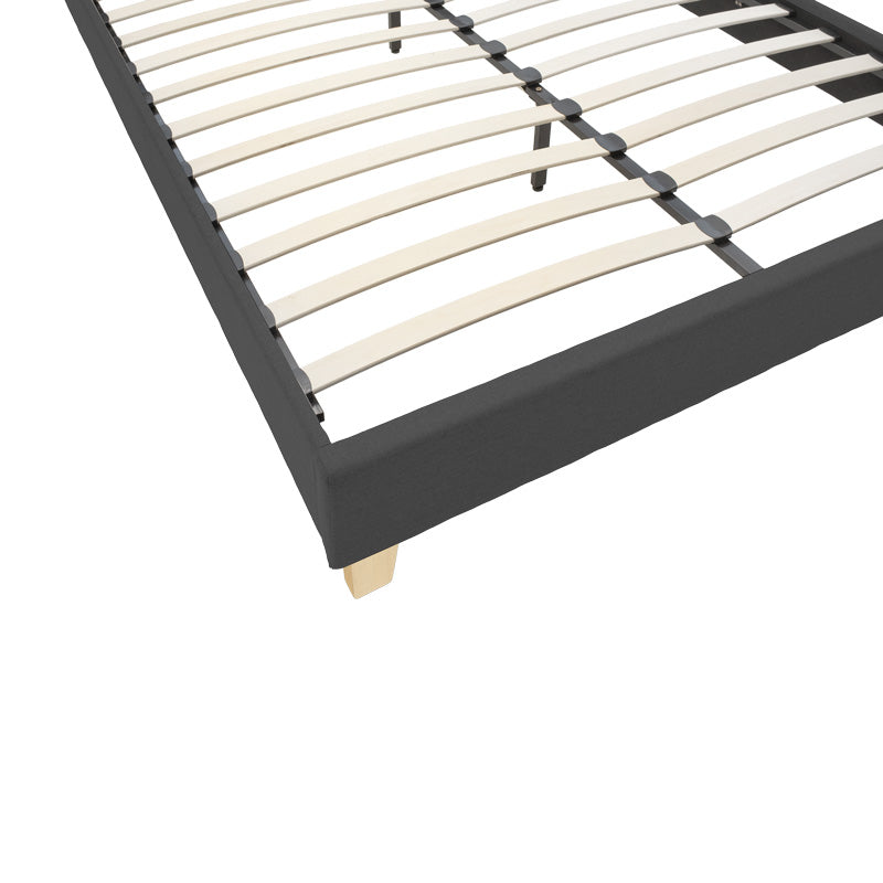 Κρεβάτι Mago pakoworld ύφασμα σε ανθρακί απόχρωση με ξύλινο πόδι 160x200εκ - Hippiehome.gr