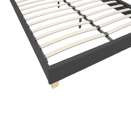 Κρεβάτι Mago pakoworld ύφασμα σε ανθρακί απόχρωση με ξύλινο πόδι 160x200εκ - Hippiehome.gr