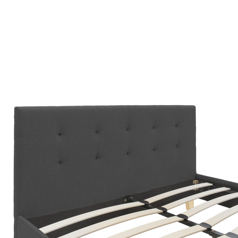 Κρεβάτι Mago pakoworld ύφασμα σε ανθρακί απόχρωση με ξύλινο πόδι 160x200εκ - Hippiehome.gr