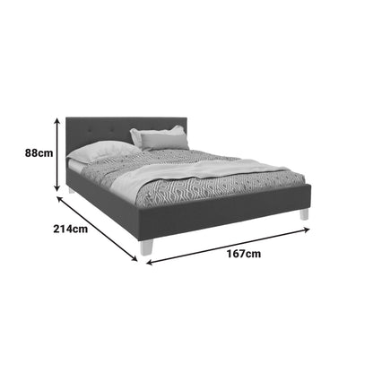 Κρεβάτι Mago pakoworld ύφασμα σε ανθρακί απόχρωση με ξύλινο πόδι 160x200εκ - Hippiehome.gr