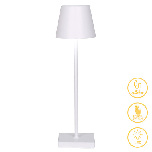 Επιτραπέζιο φωτιστικό αφής LED Brave pakoworld επαναφορτιζόμενο λευκό Φ10x35εκ - Hippiehome.gr