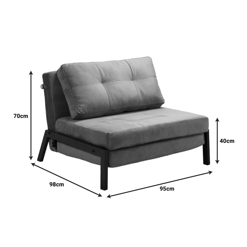 Πολυθρόνα-κρεβάτι Fancy pakoworld βελούδο σε ανθρακί απόχρωση και πόδι μαύρο μέταλλο 95x98x70εκ - Hippiehome.gr
