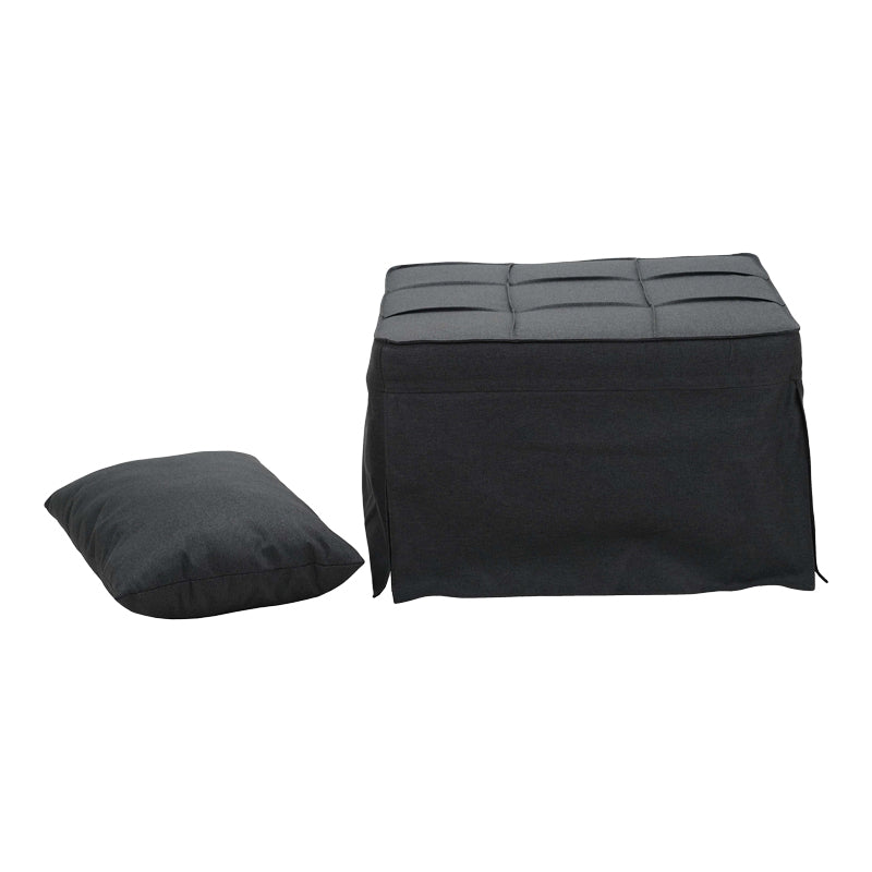 Σκαμπό-κρεβάτι Grejio pakoworld ύφασμα σε ανθρακί απόχρωση κα πόδι μαύρο μέταλλο 70x70x45εκ - Hippiehome.gr