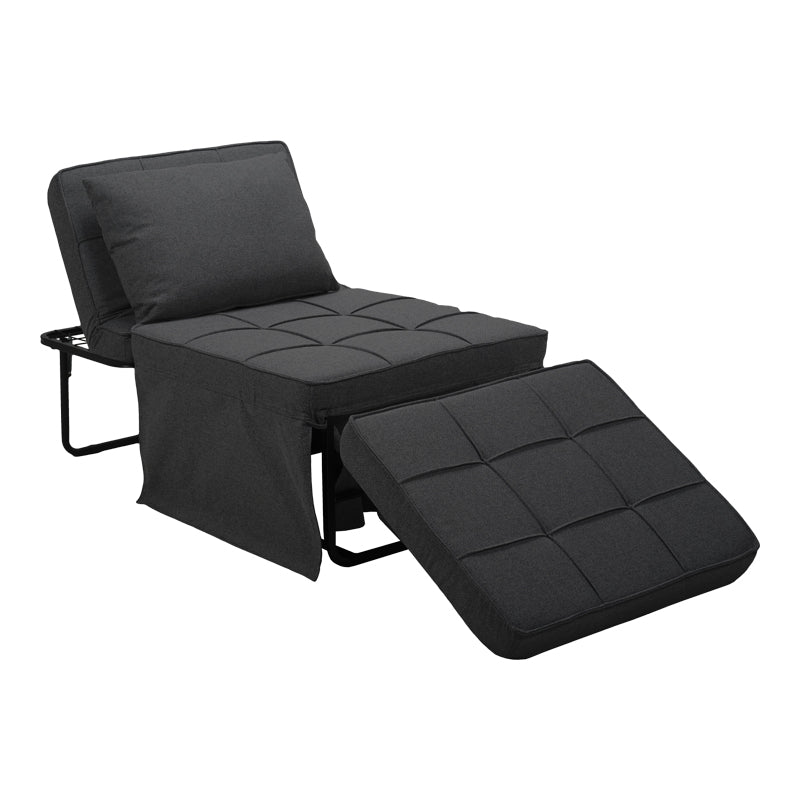 Σκαμπό-κρεβάτι Grejio pakoworld ύφασμα σε ανθρακί απόχρωση κα πόδι μαύρο μέταλλο 70x70x45εκ - Hippiehome.gr