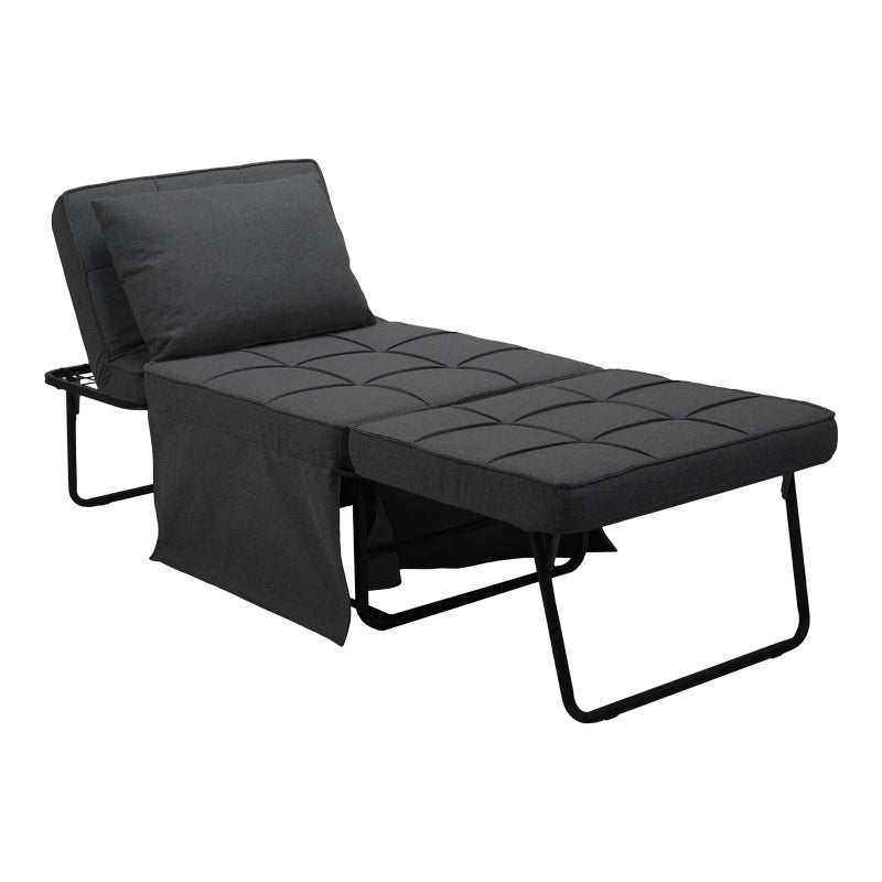 Σκαμπό-κρεβάτι Grejio pakoworld ύφασμα σε ανθρακί απόχρωση κα πόδι μαύρο μέταλλο 70x70x45εκ - Hippiehome.gr