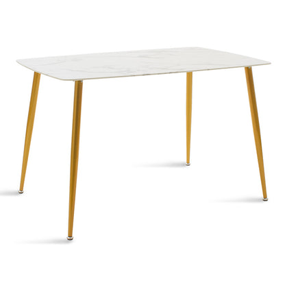 Τραπέζι Paris pakoworld οβάλ γυαλί 8mm σχέδιο μαρμάρου-χρυσό 120x80x75εκ - Hippiehome.gr