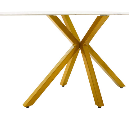 Τραπέζι Paris pakoworld γυαλί 8mm σχέδιο μαρμάρου-χρυσό 160x80x75εκ - Hippiehome.gr