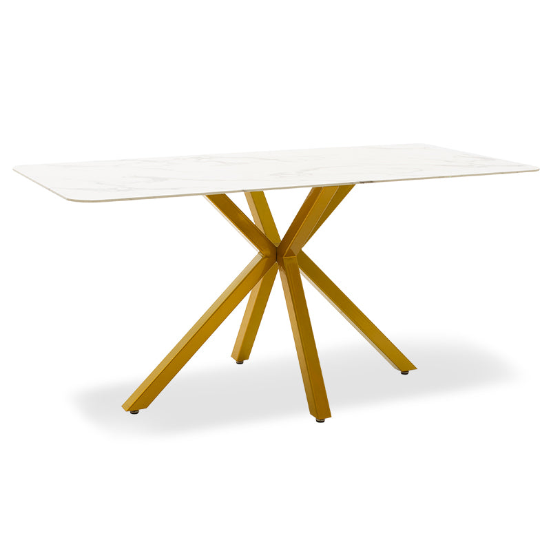 Τραπέζι Paris pakoworld γυαλί 8mm σχέδιο μαρμάρου-χρυσό 160x80x75εκ - Hippiehome.gr