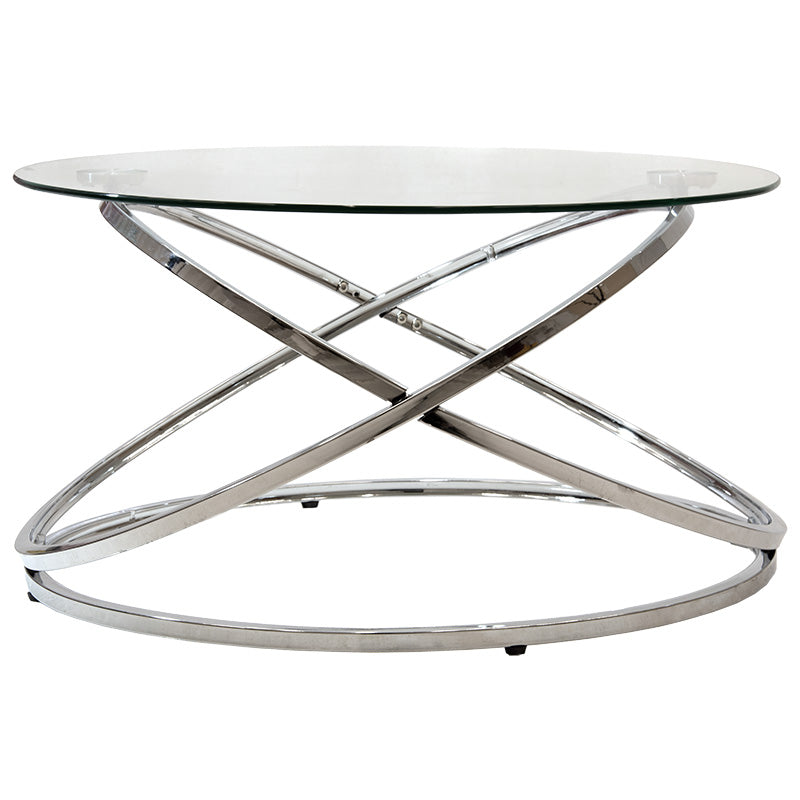 Τραπέζι σαλονιού Sabin pakoworld μέταλλο-γυαλί 8mm Φ80x43εκ - Hippiehome.gr