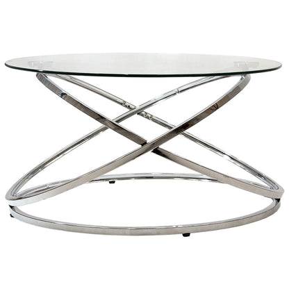 Τραπέζι σαλονιού Sabin pakoworld μέταλλο-γυαλί 8mm Φ80x43εκ - Hippiehome.gr