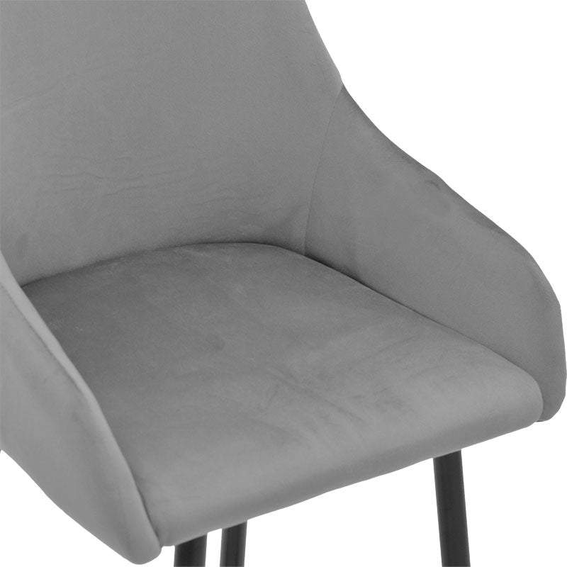 Σκαμπό bar Lithe pakoworld μεταλλικό μαύρο χρυσό-βελούδο γκρι 47x44x98εκ - Hippiehome.gr