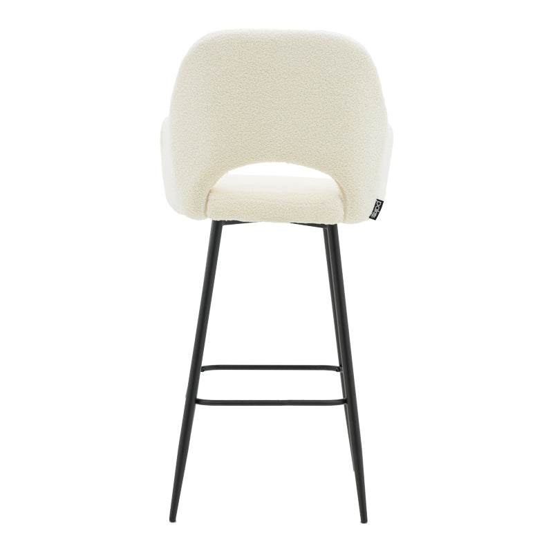 Σκαμπό bar Renish pakoworld μπουκλέ εκρού-μεταλλικό μαύρο πόδι 51x57x114εκ - Hippiehome.gr