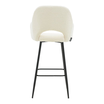 Σκαμπό bar Renish pakoworld μπουκλέ εκρού-μεταλλικό μαύρο πόδι 51x57x114εκ - Hippiehome.gr